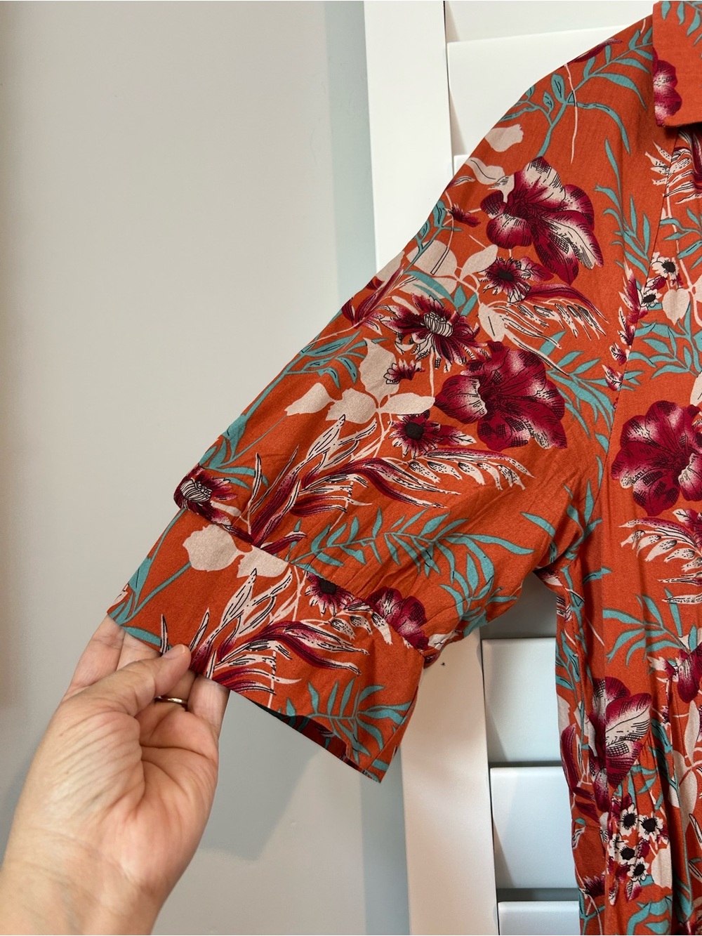NWT Natural Life Orange Floral Tiered Button Front Maxi Dress Size L - Picture 5 of 10